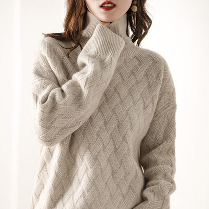 Pull en laine matelassé pour femme, maille lâche.