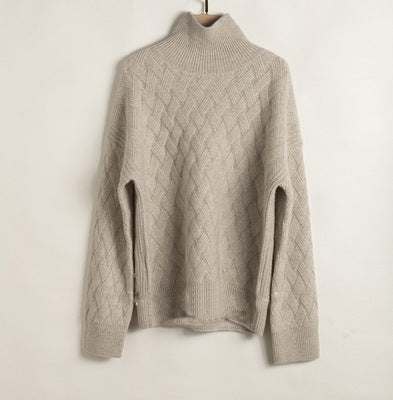 Pull en laine matelassé pour femme, maille lâche.