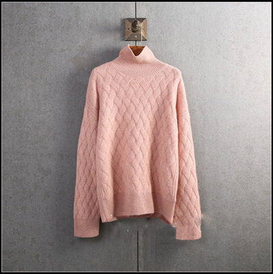 Pull en laine matelassé pour femme, maille lâche.