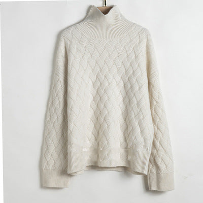 Pull en laine matelassé pour femme, maille lâche.