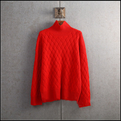 Pull en laine matelassé pour femme, maille lâche.