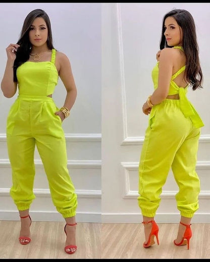 Ensemble Jogging Chic Jaune Néon – Audace et Élégance Moderne