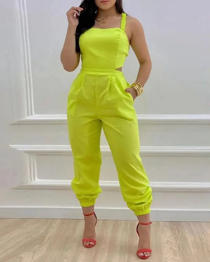 Ensemble Jogging Chic Jaune Néon – Audace et Élégance Moderne