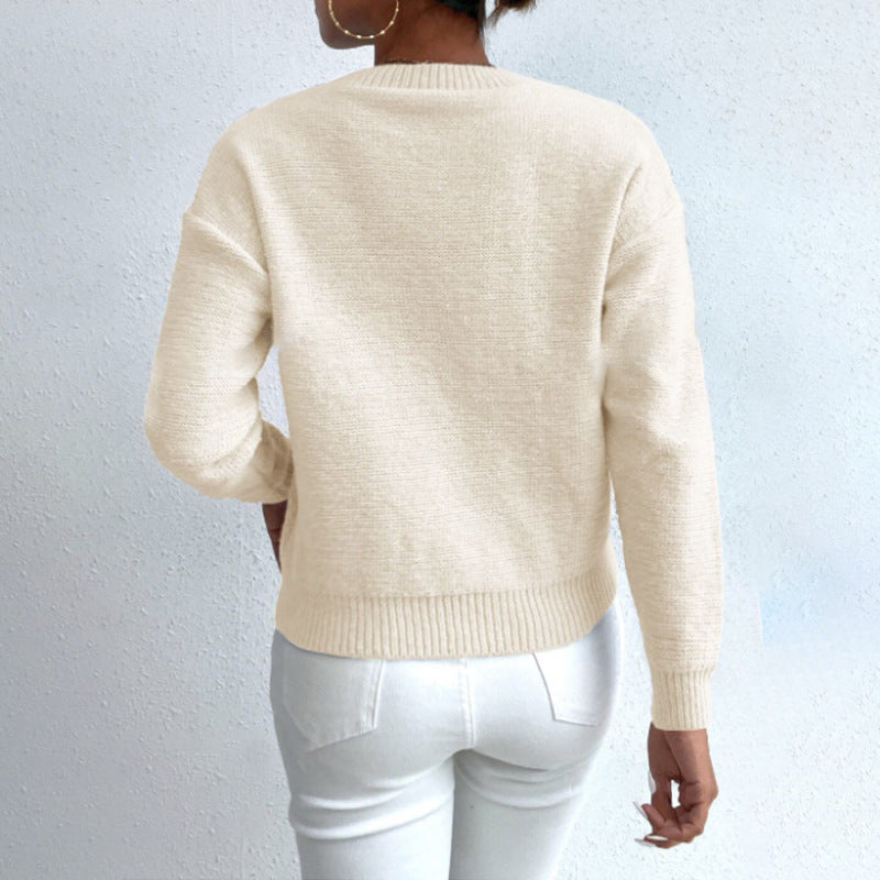 Pull tricoté à col rond pour femme