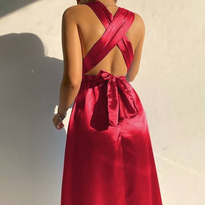 Robe Satinée Cache-Cœur