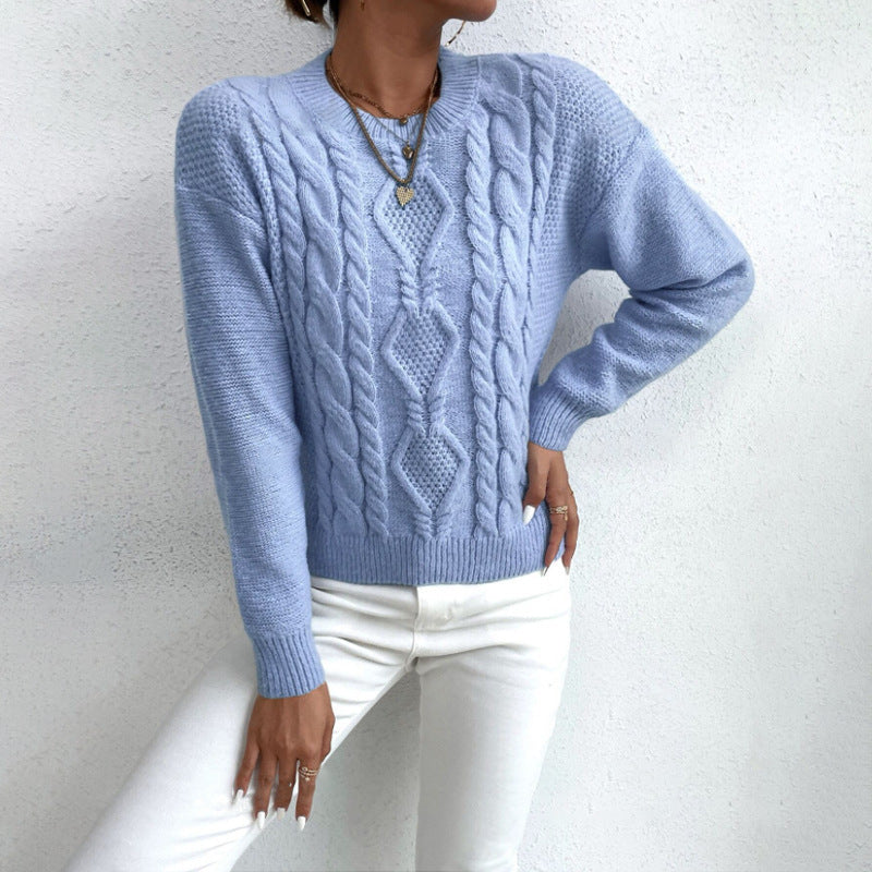 Pull tricoté à col rond pour femme