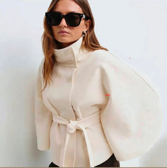 Trench femme élégant col montant avec ceinture