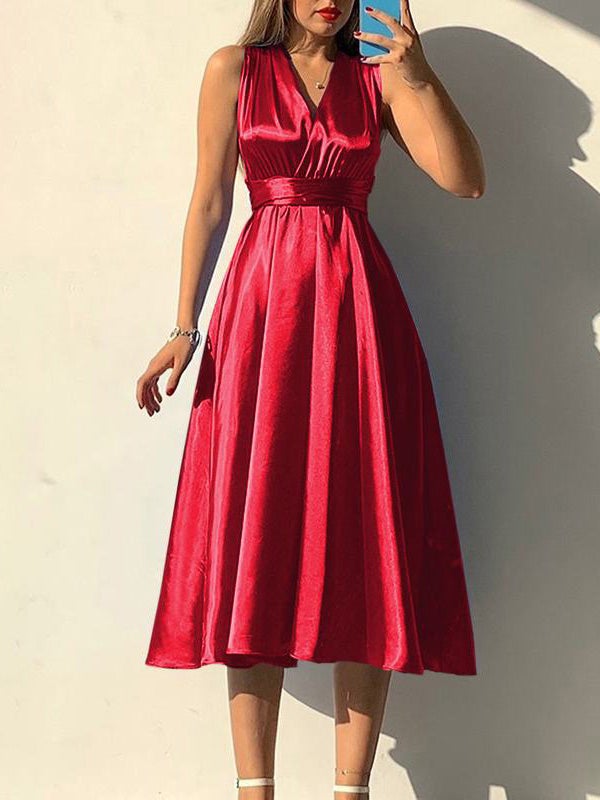 Robe Satinée Cache-Cœur