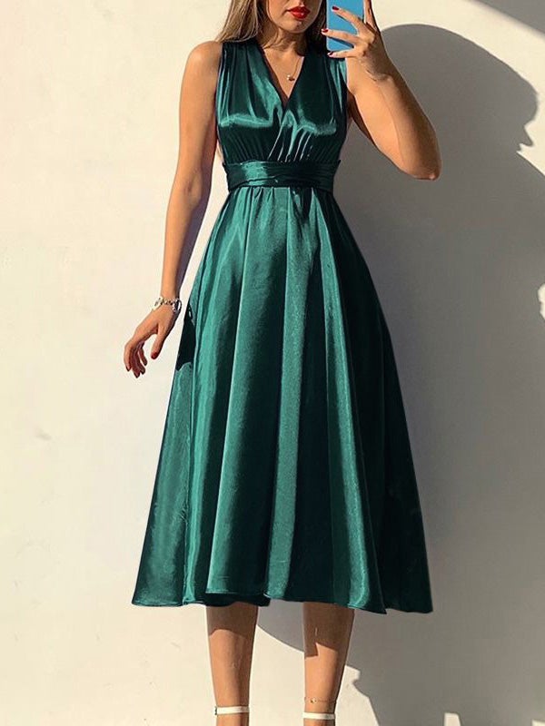 Robe Satinée Cache-Cœur